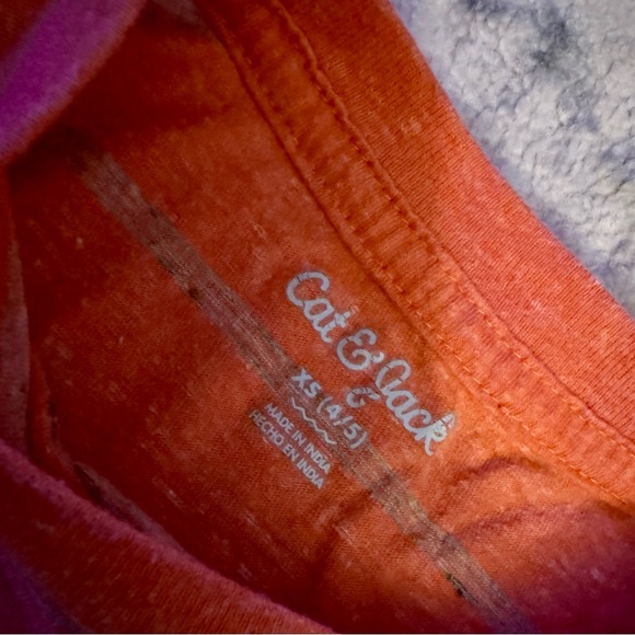 boys Cat & Jack orange/blue stripe shirt - XS (4/5) - Picture 2 of 3